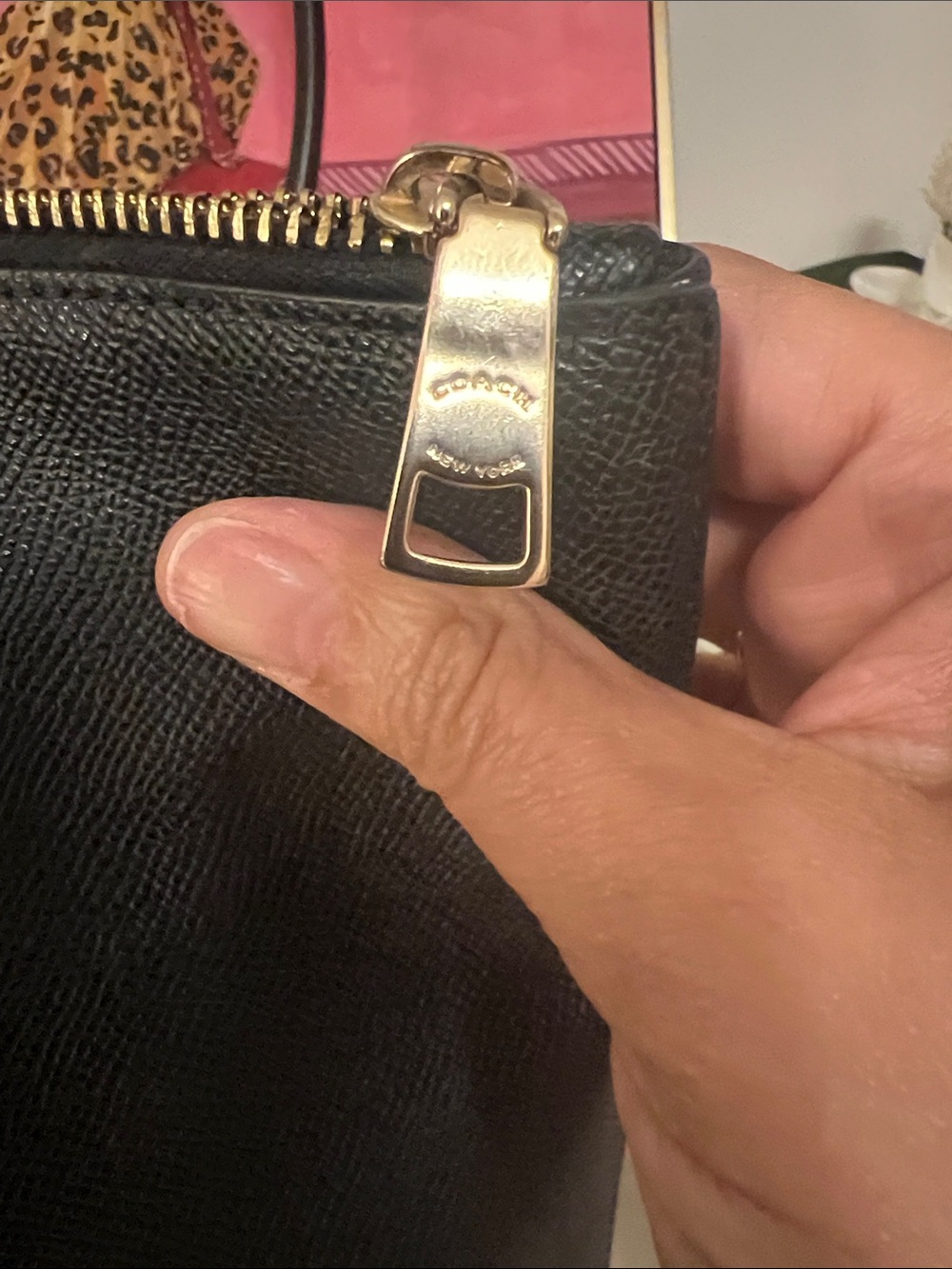 Coach Black Leather Zip-Top Tote with Gold Hardware style 4454 - Picture 4 of 11